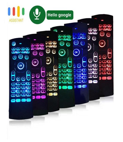 MX3 Pro Backlit Backlit Air Mouse Mini teclado inalámbrico Google Voice Remote Control Gyro IR Aprendizaje para Android TV Box PC8975347