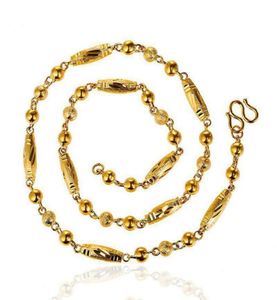 MXGXFAM 60 cm x 5 mm Héroïque 24 K Perles de couleur en or pur et colliers de chaîne de piliers pour hommes bijoux de mode Hip Hop2351641