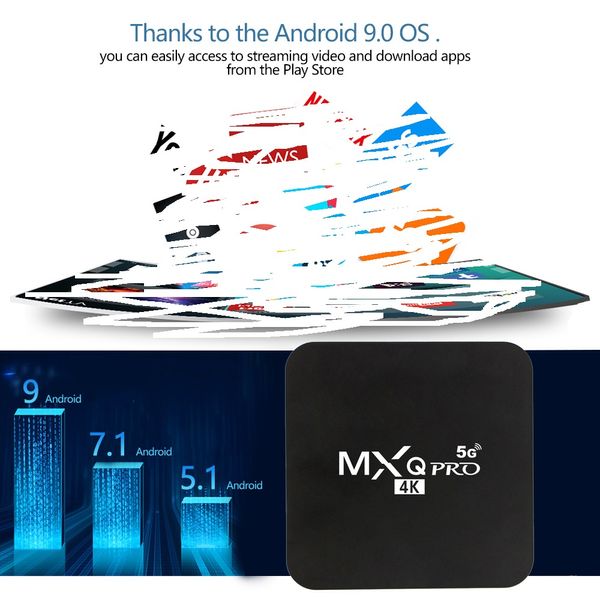 MXQ Pro Android 9 TV Box Amlogic S905W Quad Core 4K Mini PC inteligente 1G 8G 5g dual Wifi H.265 reproductor multimedia