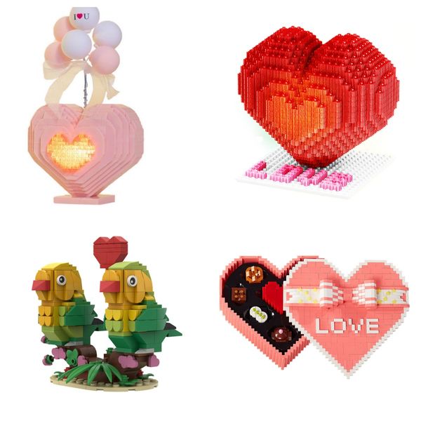 mon sanglant Valentine mini figurines beaux amis de la Saint Valentin Modèle de fleur de brique de construction kit jouet adulte build block wed flower garland jouet interactif pour gamin Noël