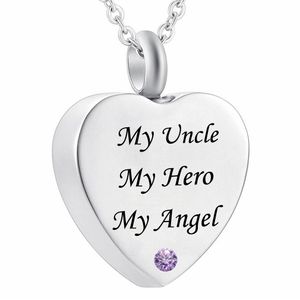 My Dad My Hero My Angel Cremation Jewelry Birthstone Crystal Memorial Urn Necklace Uncle Heart Hanger Funnel Fill Set