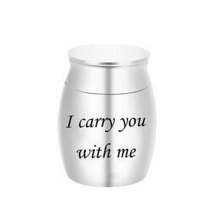 Urnes funéraires à pendentif en alliage d'aluminium pour cendres souvenir urne funéraire Mini bocal - My Dear I Carry You with Me 30x40mm