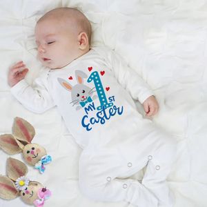 Mijn eerste Pasen pasgeboren pyjama jumpsuit konijn print baby nauwsluitend pak lange mouwen jumpsuit jongens en meisjes Pasen set 240315