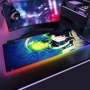 My Hero Academia Anime Gaming RGB Grote Muismat Gamer Computer Mousepad Led Backlight XXL Mause Pad Toetsenbord muismat cadeau