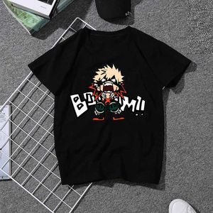 My Hero Academia Bakugou Katsuki T Shirt Hombres Moda Hip Pop Black Tees 100% Algodón Harajuku Anime Shirt Camisetas Hombre X0621