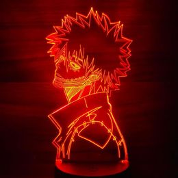 Mon héros universitaire dabi figures 3d anime lampe modélisation de lampe de nuit toys boku no héros académi dabi collection de figurine LED jouet267l