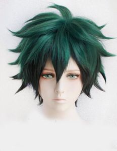 My Hero Academia Izuku Midoriya Deku Korte Groen Zwart Mix Cosplay Haarpruik