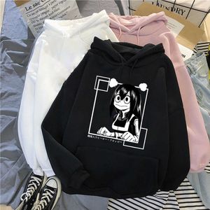 My Hero Academia Hommes Femmes Sweats à capuche Automne Funny Anime Asui Tsuyu Pull Chapeau Vêtements Tops Y0803