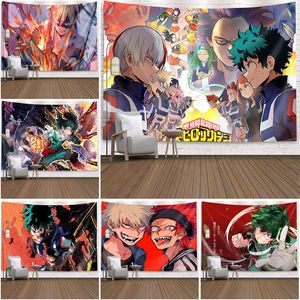 My Hero Academia Tapestry Cartoon Anime Printing Wall Hanging Home Decoratie Kawaii Room Decor Deken Deken Camping Beach Mat 220609