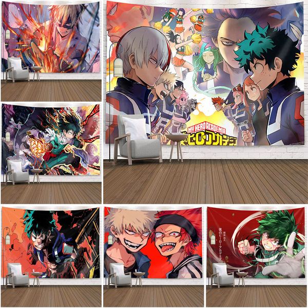 Mon héros académique tapisserie dessin animé Anime impression tenture murale décoration de la maison Kawaii chambre décor couverture voyage Camping plage tapis 220609