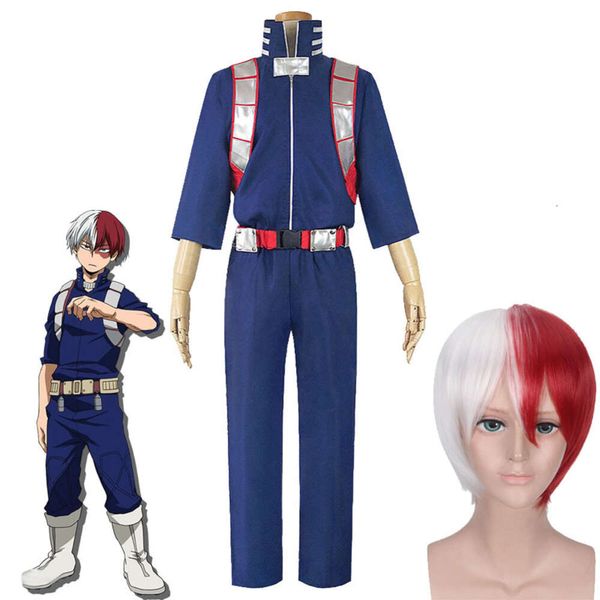 Costume ou perruques de Cosplay My Hero Academia Todoroki Shoto, uniforme de Combat pour adultes, Costumes d'anime de carnaval d'halloween