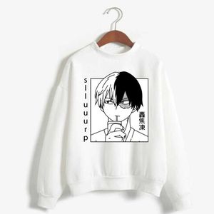 My Hero Academia Todoroki Shoto Sudadera con capucha Anime Manga larga Casaul Sudadera Suelta Jerseys Tops Y0804