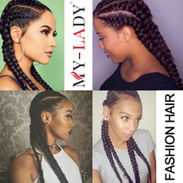 My-lady synthétique 24 pouces néerlandais cornrow noire en dentelle tressée avant perruque frontale blonde longue droite pour les tresses de femme perruques de cheveux