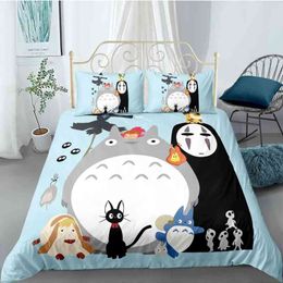 Mi vecino Totoro funda nórdica 2/3 piezas decoración del hogar edredón de cama para niños adultos juego de cama