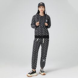 My Women's Casual Suit Spring Hooded Loose Imprim Autumn Sports Long Manche à manches longues Tenture de couple imprimé à la mode