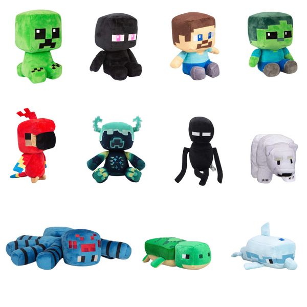 Mon monde en peluche marionnette Ender Dragon tortue assis coolie peur zombie perroquet poupée dauphin salamandre poupée