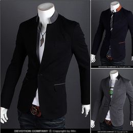 MYAZHOU 2018 Otoño e Invierno Hot New Men's Fashion Slim One Button Casual Men's Color sólido Traje Stand Collar Jacket