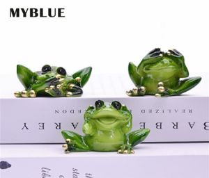 MyBlue 3 PCSset Don039t Talk Don039t Écouter Don039t Look Frog Figurine Miniature Fairy Garden Nordic Home Room Decoratio5251076