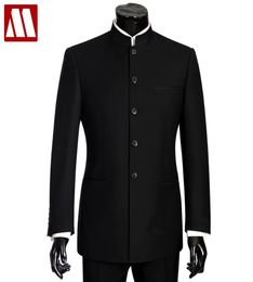 Mydbsh Men Suit à grande taille chinois Mandarin Collar Male Suit Slim Fit Blazer Wedding Terno Tuxedo 2 Pieces Jacket Pant1042508