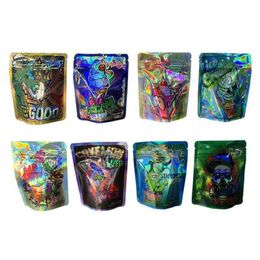 Mylar Sacs d'emballage de fleurs Laser California 35g Runtz Fleurs sèches Forfaits Emballage Emballage Sac en plastique Vide Gelato Crème glacée Qkfgk Emssf