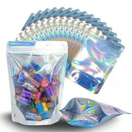Mylar al por mayor 1000pcs bolsas resellables holográficas smelle sellable sellable stand up bolsas - uso para favores de fiesta regal