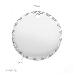 MyLongingCharm 25pcs / lot personnalisé votre conception ou mots pour bracelet à disque rond gratuit de 25 mm avec trou de frange martelé 1,2 mm 240424