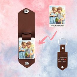 MyLongingcharm aangepaste foto sleutelchain gepersonaliseerde sieraden souvenir cadeau -auto sleutelring lederen sleutelhanger voor mama papa mannen vrouwen