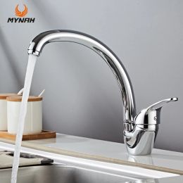 Mynah Kitchen Sink Water Robinet Curbe Spout Mixer Tap Deck Mounted Hot and Cold Single Handle Taps Kitchen Faucet