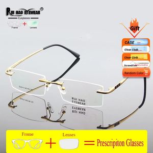 Lunettes de Prescription pour myopie, verres en résine personnalisés, lunettes progressives, monture sans monture unisexe, 2619 240109