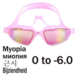 Myopie Prescription Swimming Goggles Childrens and Girls Glasshes étanche et anti-brouillard Ensemble acide acétique 240430