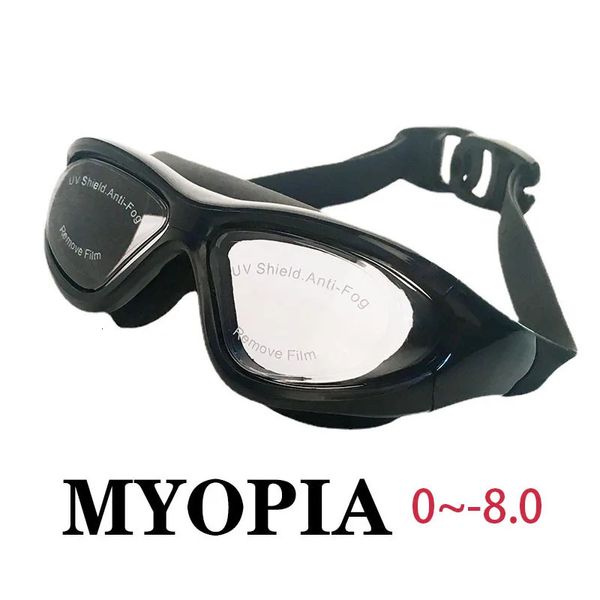 Myopie lunettes de natation adulte grand cadre HD antibuée galvanoplastie lunettes de natation lentilles équipement en gros 240312