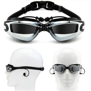 Myopia Swimming Goggles Earplug Professional Adult Silicone Swim Cap Pool Glasses anti fog Men Women Optical waterproof Eyewear FT107