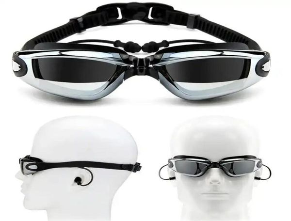 Gafas de natación para miopía, tapones para los oídos, gorro de baño de silicona profesional para adultos, gafas de piscina antiniebla, gafas ópticas impermeables para hombres y mujeres FT9181220
