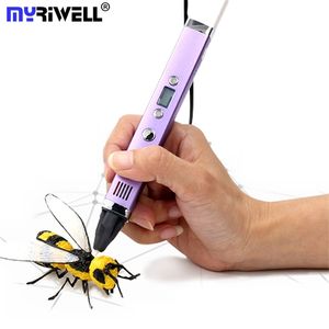 Myriwell Écran LED Stylo 3D ABS/PLA/PCL 1,75 mm Filament USB Charge Stylo d'impression 3D Cadeau de jouet créatif pour enfants Design 201214