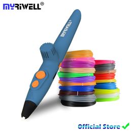 Myriwell RP-200A DIY 3D PEN, USB Opladen 3D-printing Pen, 1.75mm PCL Gratis Filament Creative Toy Cadeau voor Kids Design 201214