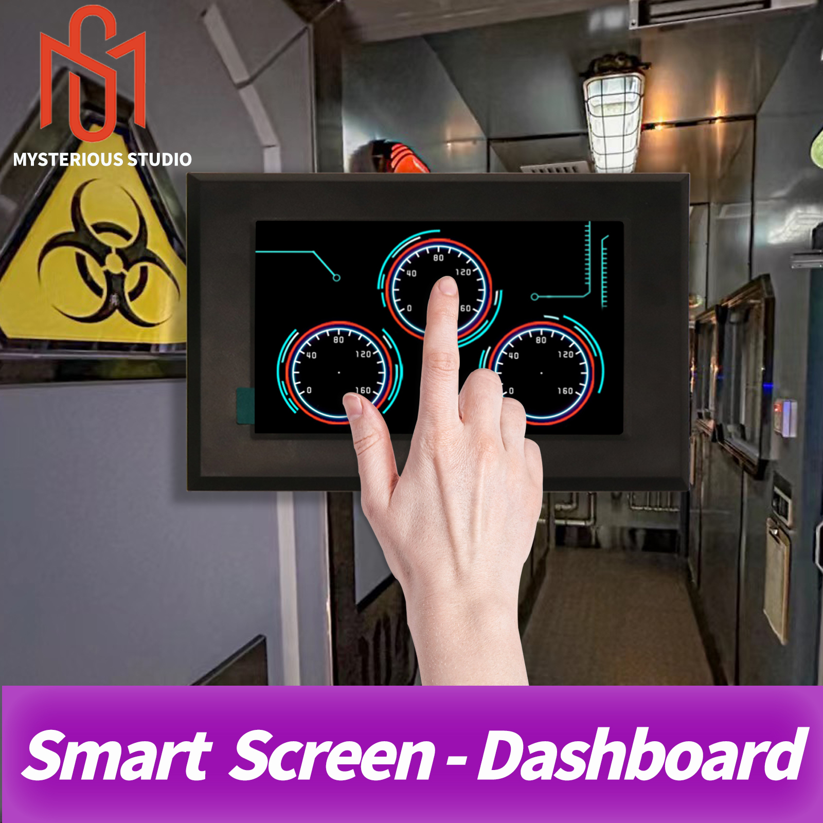 Mysterieuze studio Escape Room Prop-mechanisme Elektronisch puzzelspel Smart touchscreen-wijzerplaten Dashboard 2 maten
