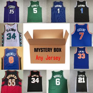 MYSTERY BOX maillots de basket-ball Mystery Boxes Chemise de sport Cadeaux pour toutes les chemises 8 Steve Smith Nash Larry Bird Kevin Garnett Rajon Rondo Envoyé au hasard uniforme pour hommes Meilleur