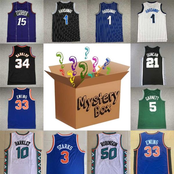 MYSTERY BOX Camisetas de baloncesto Cajas misteriosas Camisa deportiva Regalos para cualquier camisa Mcgrady Garnett Bird Barkley Ewing Hardaway Nash Francis Enviado al azar Hombres