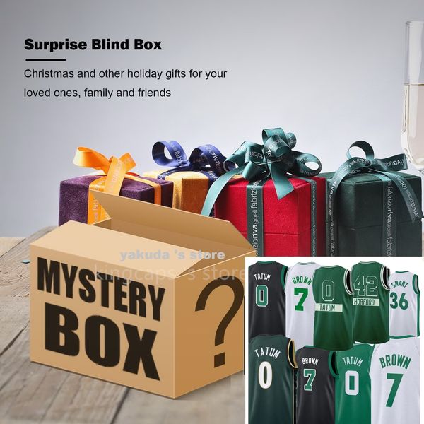 Maillots de basket-ball Mystery Box, cadeaux de Noël parfaits, cueillis à la main au hasard, n'importe quelle équipe, maillot de joueur célèbre, sans marque, magasin kingcaps, boîtes mystères, vente en gros dhgate