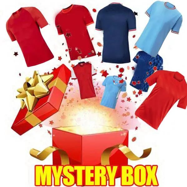 Camiseta de fútbol MYSTERY BOX Promoción de liquidación cualquier temporada Camisetas de fútbol de calidad tailandesa Tops todas las camisetas nuevas usan cajas ciegas