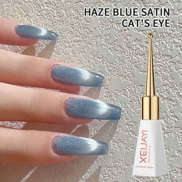 Mystic Ocean Aura: Esmalte de uñas en gel Dream Blue Cat's Eye con efecto de brillo magnético, curado UV/LED para manicuras cautivadoras