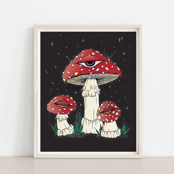 Póster Mystic Shroom con ojo, seta roja, impresión artística de Vinatge, pintura en lienzo con pene divertido, imágenes de pared, decoración de habitación HKD230829