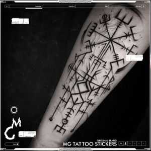 Misticismo Tatuajes Temporales Goth Punk Trident Tatuaje Falso Tatuaje de Moda Pegatinas Impermeable Geometría Brazo Tatuaje Al Por Mayor