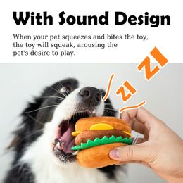 Mysudui Creative Fries Burgers Honden Molair speelgoed Squeaker pluche huisdieren kauwspeelgoed zachte schone tanden voor alle hondenkatten spelen anti-angstigheid