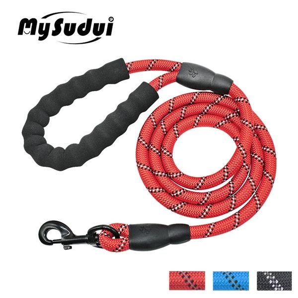 MySudui reflectante Pet Dog Leash Rope Nylon Dog Strap Belt Cuerda de tracción Running Glow In The Dark Pet Lead Black Pitbull Terrier LJ201112