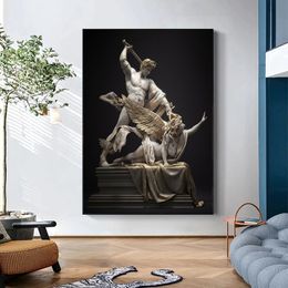 Mythology Figure Toile peintures Perseus avec la tête de Medusa Sculpture Affiches Imprimés Wall Art for Living Room Decor Cuadro