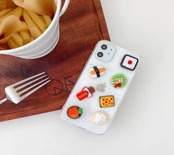 Mytoto Funny lindo bocadillos 3D 3D Sushi Case de teléfono transparente para iPhone 11 Pro X XS MAX XR 6 6S 8 7 Plus Ins Clear Back Soft CoQ7903177