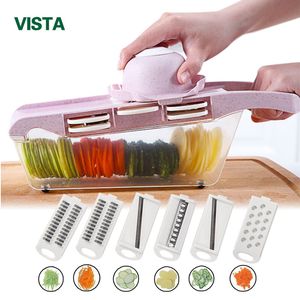 Myvit Mandoline Slicer Groentes Cutter met roestvrijstalen Blade Handmatige Aardappel Peeler Wortelkaas Grater Dicer Keuken Tool 210319