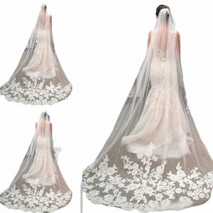 Myyble 2023 Wholesale 3m 5m One Lace Lace Lace Edge blanc Ivory Catherdal Wedding Veil lg Bridal Veil Active de mariage bon marché Q22i #