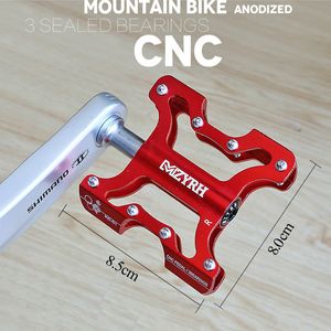 Mzyrh Pédales de vélo ultra-léger anti-glip CNC BMX MTB Pédale de vélo de route 3 pédales scellées Pièces de vélo MZ-715